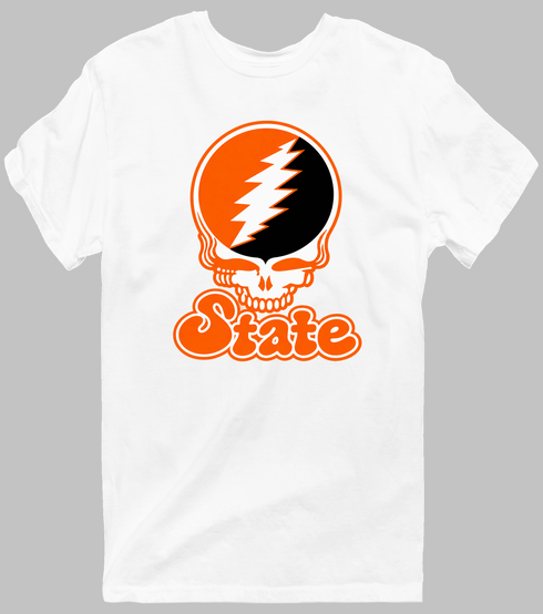 Oklahoma Stealie Premium Unisex T-Shirt — Design: Oklahoma State University — White