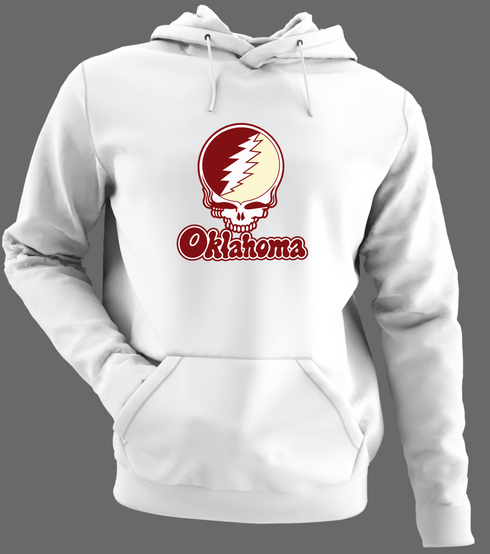 Oklahoma Stealie Premium Unisex Hoodie — Design: Oklahoma University of — White/Grey
