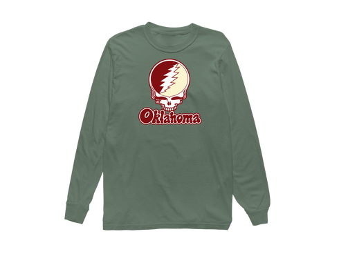 Oklahoma Stealie Premium Unisex Long-Sleeve — Design: Oklahoma University of — Light Green