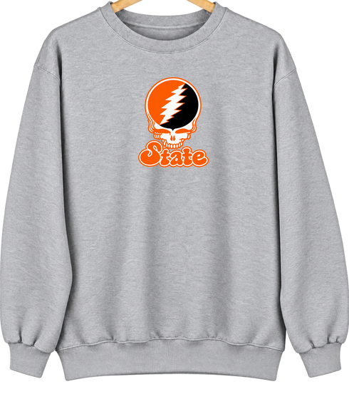 Oklahoma Stealie Premium Unisex Crewneck — Design: Oklahoma State University — Sport Grey