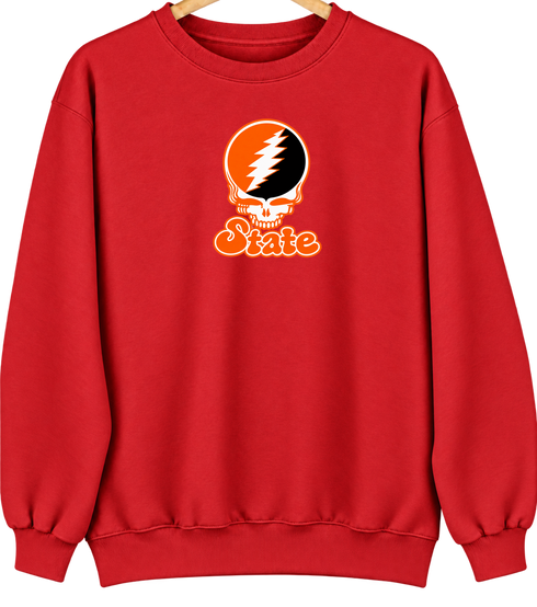 Oklahoma Stealie Premium Unisex Crewneck — Design: Oklahoma State University — Red