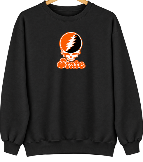 Oklahoma Stealie Premium Unisex Crewneck — Design: Oklahoma State University — Black