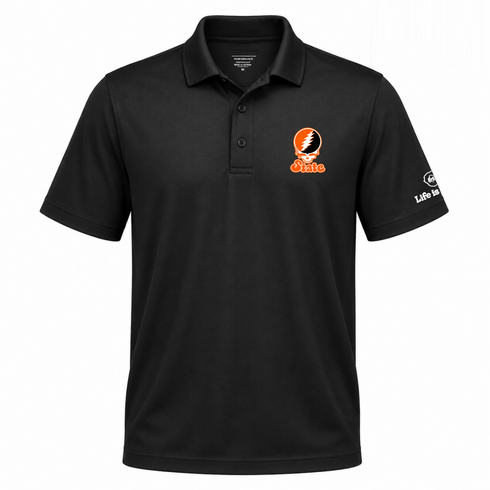 Oklahoma Stealie Premium Unisex Polo — Design: Oklahoma State University — Black
