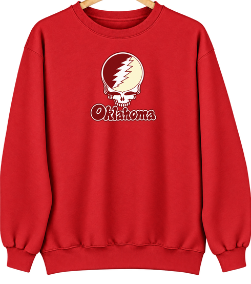 Oklahoma Stealie Premium Unisex Crewneck — Design: Oklahoma University of — Red