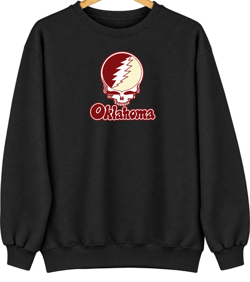 Oklahoma Stealie Premium Unisex Crewneck — Design: Oklahoma University of — Black