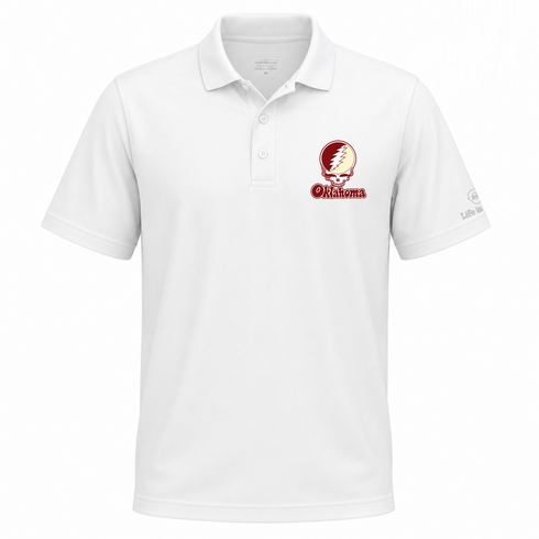 Oklahoma Stealie Premium Unisex Polo — Design: Oklahoma University of — White