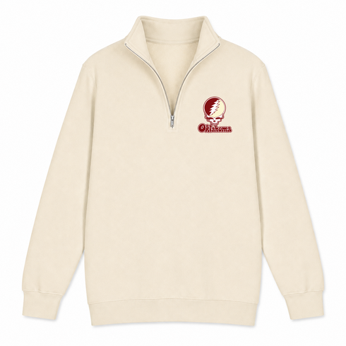 Oklahoma Stealie Premium Unisex Quarter-Zip — Design: Oklahoma University of — Sand