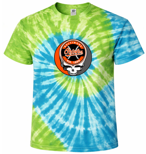 Baltimore Orioles Stealie Tie-Dye Grateful Dead T-Shirt