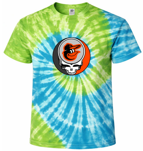 Baltimore Orioles Stealie Tie-Dye Grateful Dead T-Shirt