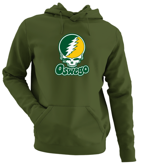 Oswego State Stealie Premium Unisex Hoodie — Design: Oswego State University — Military Green