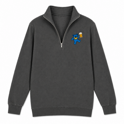Beer Lovin' Bear - Premium Grateful Dead Quarter-Zip Pullover - Charcoal - 6