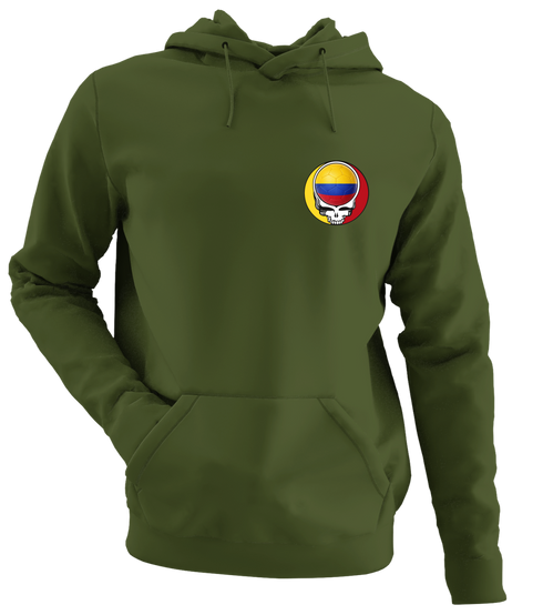 Colombia FIFA World Cup - Premium Grateful Dead Left Chest Hoodie - Military Green - 7