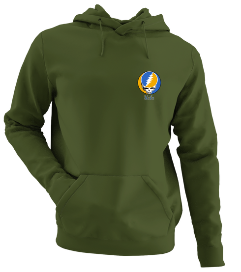 UCLA - Premium Grateful Dead Left Chest Hoodie - Military Green