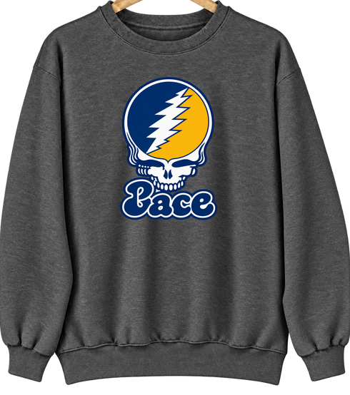 Pace Stealie Premium Unisex Crewneck — Design: Pace University — Dark Heather