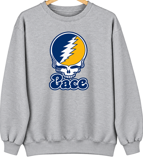 Pace Stealie Premium Unisex Crewneck — Design: Pace University — Sport Grey