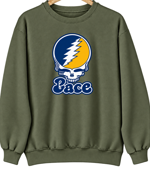 Pace Stealie Premium Unisex Crewneck — Design: Pace University — Military Green