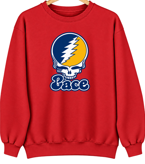 Pace Stealie Premium Unisex Crewneck — Design: Pace University — Red