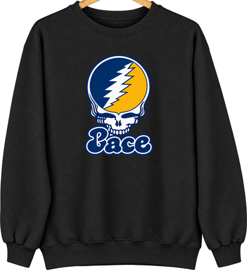 Pace Stealie Premium Unisex Crewneck — Design: Pace University — Black