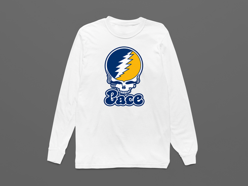 Pace Stealie Premium Unisex Long-Sleeve — Design: Pace University — White