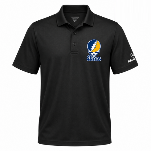 Pace Stealie Premium Unisex Polo — Design: Pace University — Black