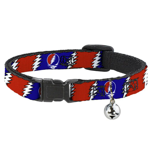 Grateful Dead - Cat Collar Breakaway - Steal Your Face w Lightning Bolt Repeat Red White Blue - StealieShop