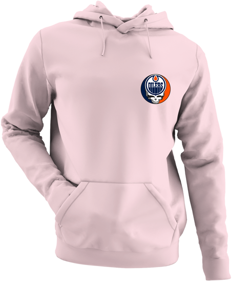 Edmonton Oilers - Premium Grateful Dead Left Chest Hoodie - Light Pink - 4