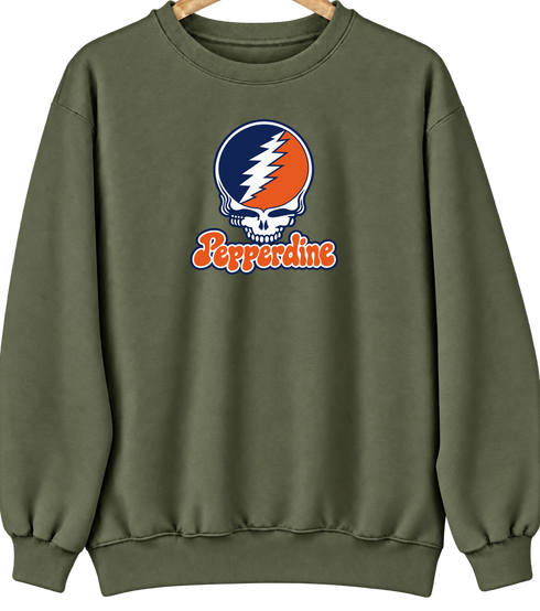 Pepperdine Stealie Premium Unisex Crewneck — Design: Pepperdine University — Military Green
