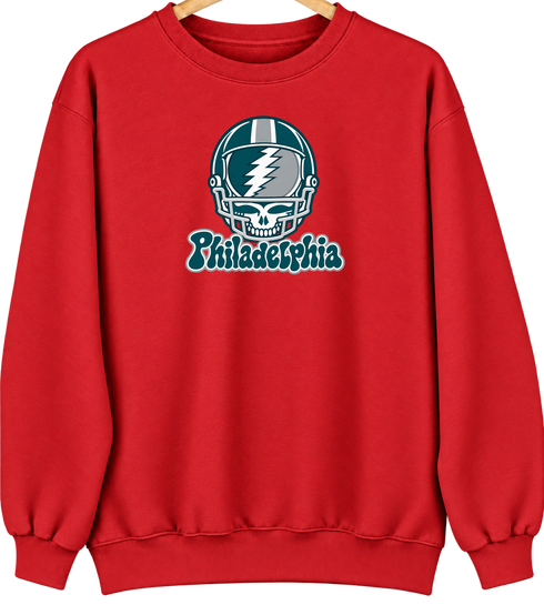 Philadelphia Helmet Stealie Premium Unisex Crewneck — Philadelphia Eagles — Red