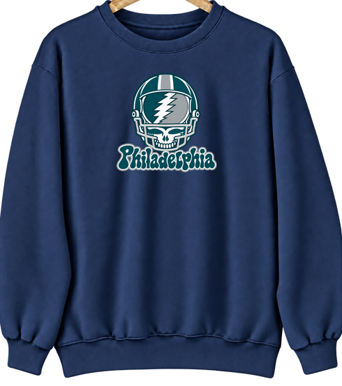Philadelphia Helmet Stealie Premium Unisex Crewneck — Philadelphia Eagles — Navy