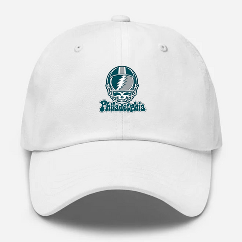 Philadelphia Helmet Stealie Premium Unisex Dad Hat — Philadelphia Eagles — White