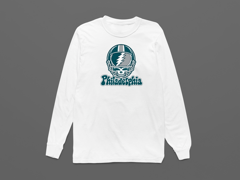Philadelphia Helmet Stealie Premium Unisex Long-Sleeve — Philadelphia Eagles — White