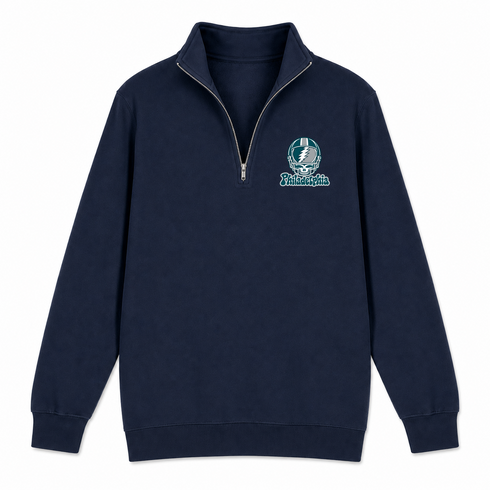 Philadelphia Helmet Stealie Premium Unisex Quarter-Zip — Philadelphia Eagles — Navy