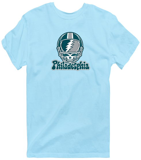 Philadelphia Helmet Stealie Premium Unisex T-Shirt — Philadelphia Eagles — Light Blue