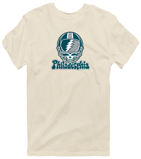 Philadelphia Helmet Stealie Premium Unisex T-Shirt — Philadelphia Eagles — Sand