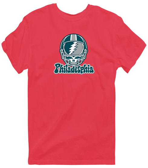 Philadelphia Helmet Stealie Premium Unisex T-Shirt — Philadelphia Eagles — Heather Red