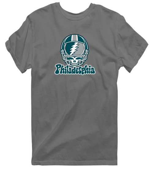 Philadelphia Helmet Stealie Premium Unisex T-Shirt — Philadelphia Eagles — Charcoal