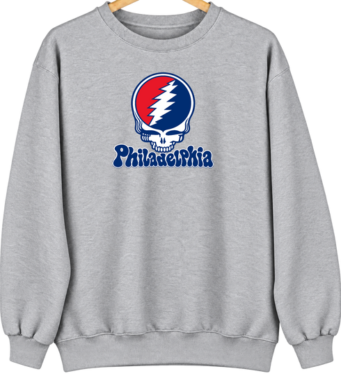 Philadelphia Baseball Stealie Grateful Dead Crewneck — Philadelphia Phillies — Sport Grey