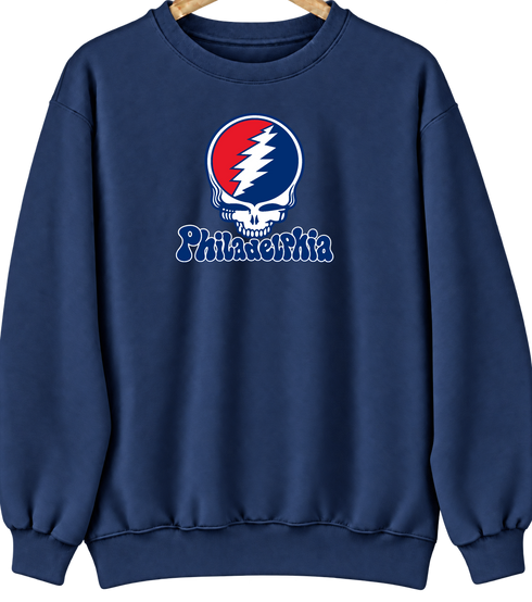 Philadelphia Baseball Stealie Grateful Dead Crewneck — Philadelphia Phillies — Navy