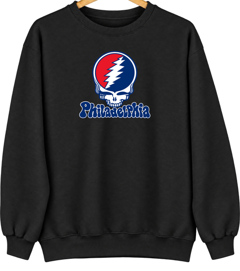 Philadelphia Baseball Stealie Grateful Dead Crewneck — Philadelphia Phillies — Black