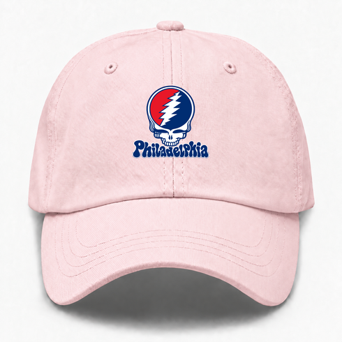 Philadelphia Baseball Stealie Grateful Dead Dad Hat — Philadelphia Phillies — Pink