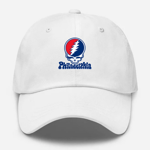 Philadelphia Baseball Stealie Grateful Dead Dad Hat — Philadelphia Phillies — White