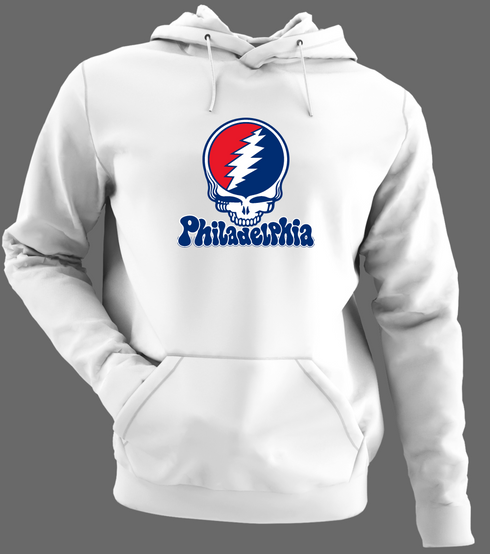 Philadelphia Baseball Stealie Grateful Dead Hoodie — Philadelphia Phillies — White/Grey
