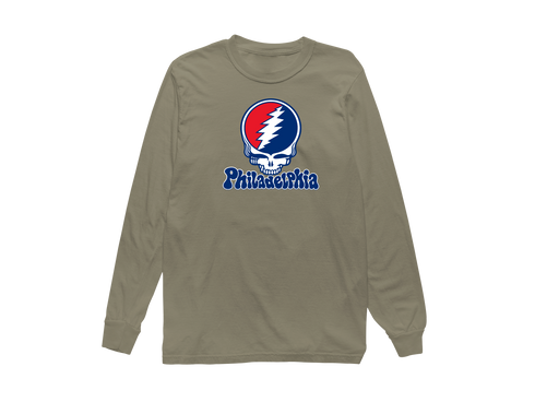 Philadelphia Baseball Stealie Grateful Dead Long-Sleeve — Philadelphia Phillies — Sandstone