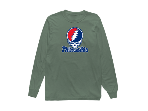 Philadelphia Baseball Stealie Grateful Dead Long-Sleeve — Philadelphia Phillies — Light Green