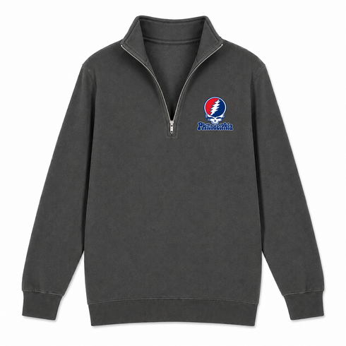 Philadelphia Baseball Stealie Grateful Dead Quarter-Zip — Philadelphia Phillies — Charcoal