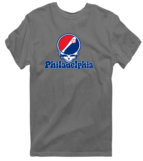 Philadelphia Baseball Stealie Grateful Dead T-Shirt — Philadelphia Phillies — Charcoal