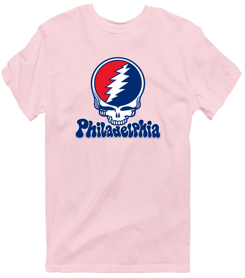 Philadelphia Baseball Stealie Grateful Dead T-Shirt — Philadelphia Phillies — Light Pink