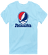 Philadelphia Baseball Stealie Grateful Dead T-Shirt — Philadelphia Phillies — Light Blue