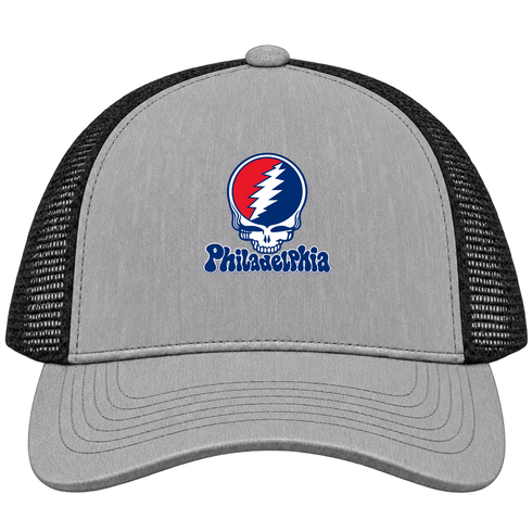 Philadelphia Baseball Stealie Grateful Dead Trucker Cap — Philadelphia Phillies — Heather Grey/Black