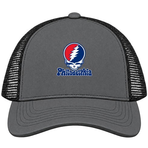 Philadelphia Baseball Stealie Grateful Dead Trucker Cap — Philadelphia Phillies — Charcoal/Black
